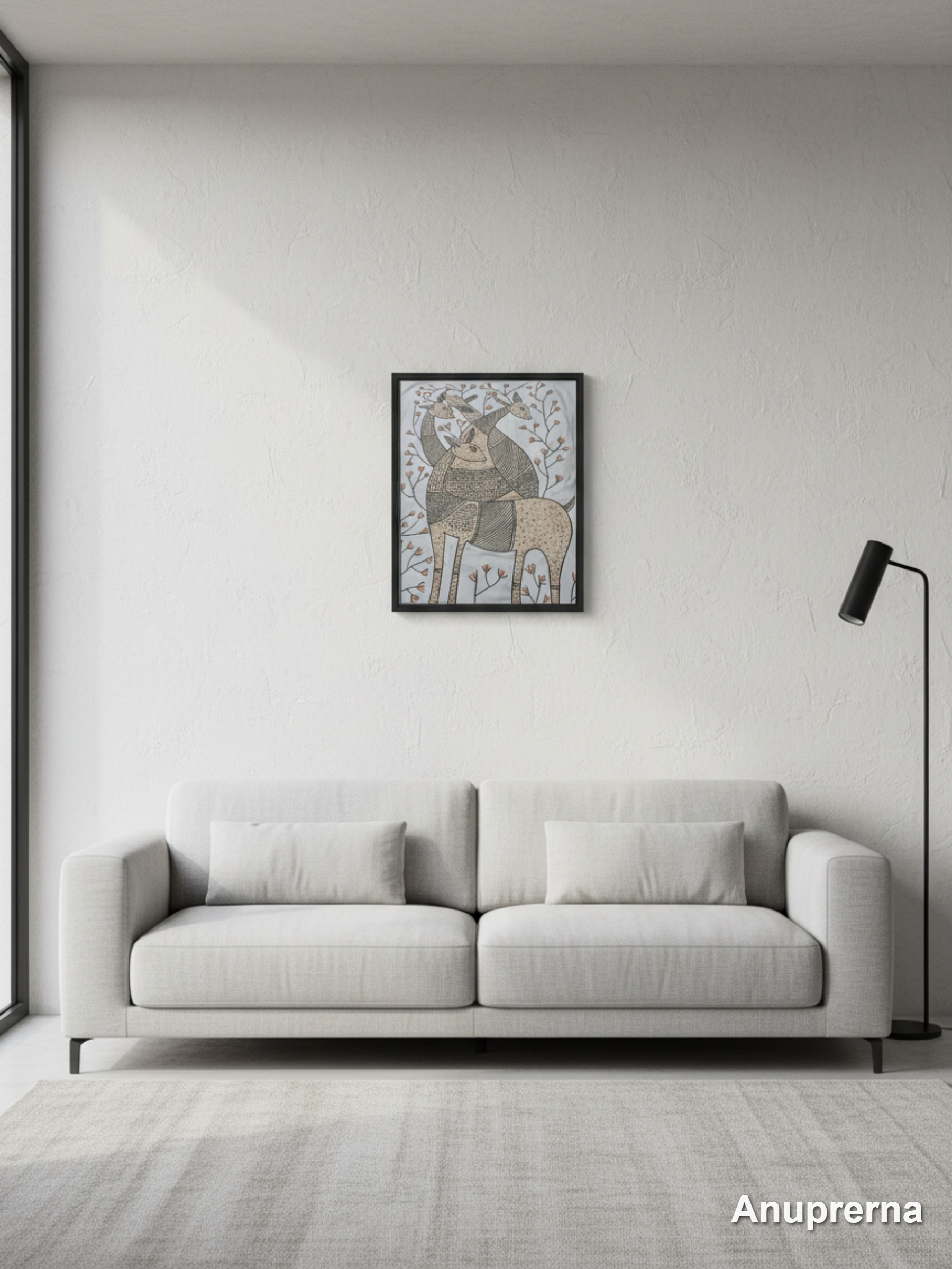 Deer In The Wild Kantha Wall Art Decor