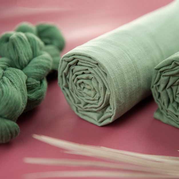 PLAIN LIGHT GREEN NATURAL MULBERRY, MARIGOLD, PALASH & MALLOTUS DYED 115 GSM COTTON FABRIC