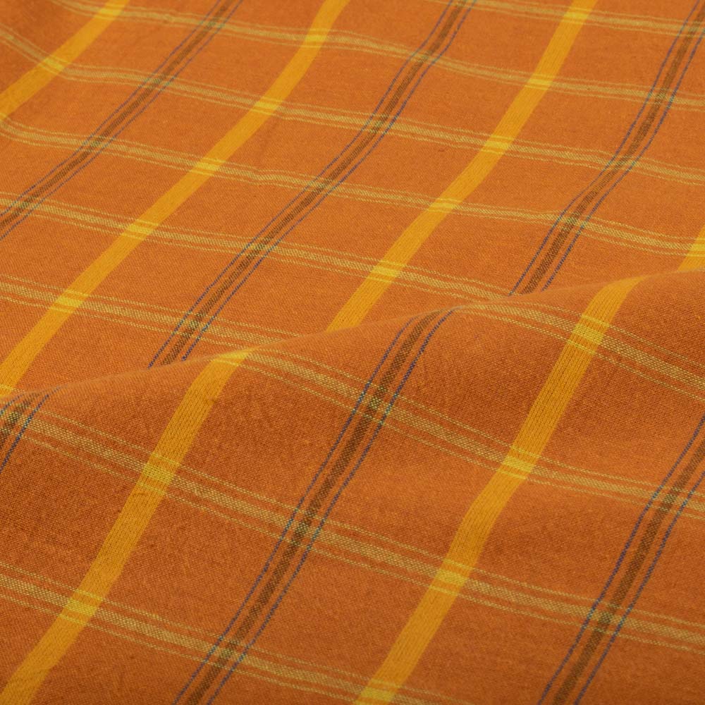 CHECK BROWN PURE COTTON 105 GSM HANDWOVEN FABRIC 153