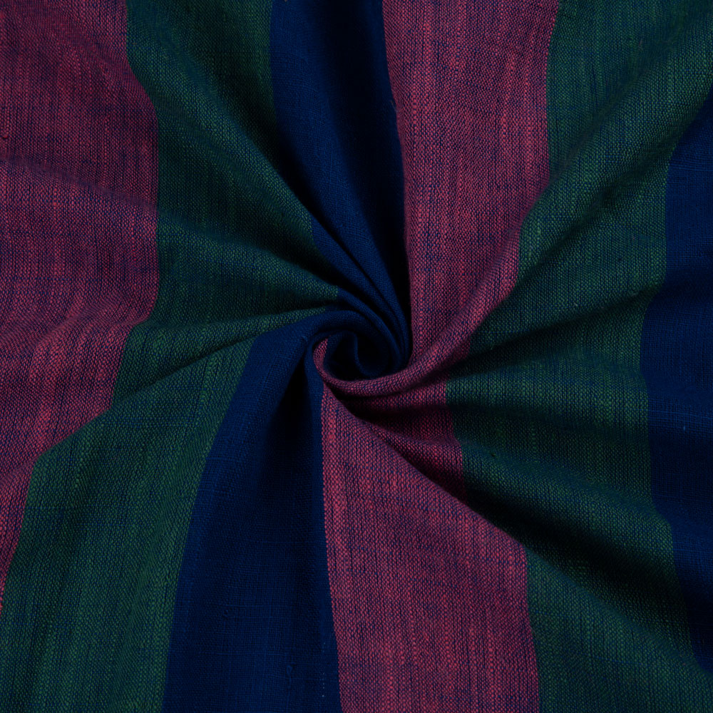 Stripe Multicolour Pure Cotton 97 GSM Handwoven Fabric 206