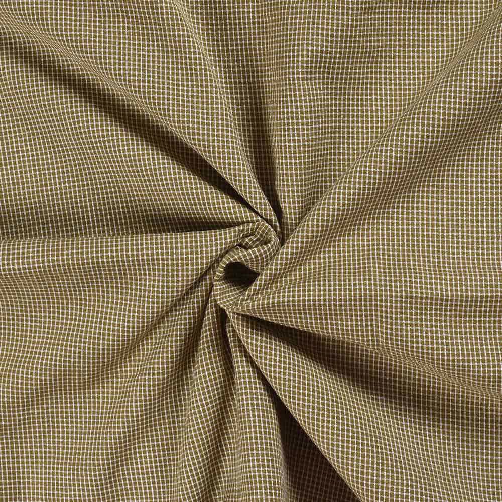 Check Yellow Pure Cotton 93 GSM Handwoven Fabric