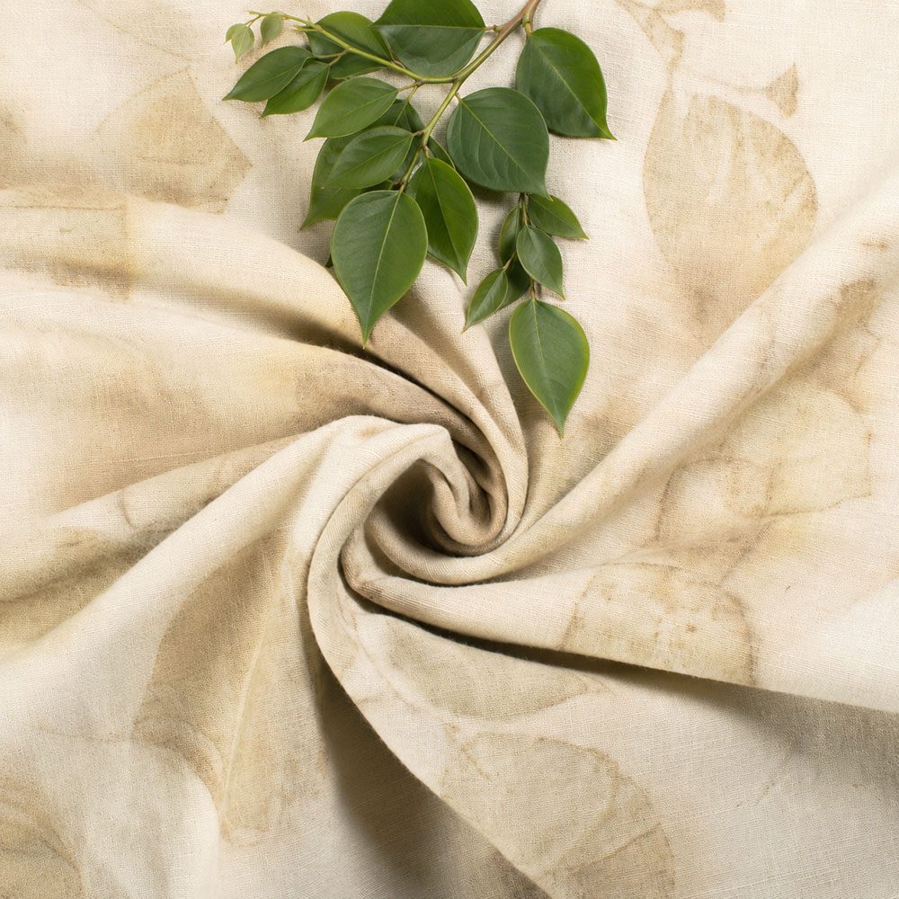 Indian Rosewood Leaf Eco Print Naturally Dyed Khadi Cotton Fabric 120 GSM