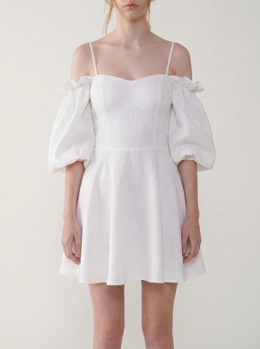 Off Shoulder Ruffled & Gathered Dress