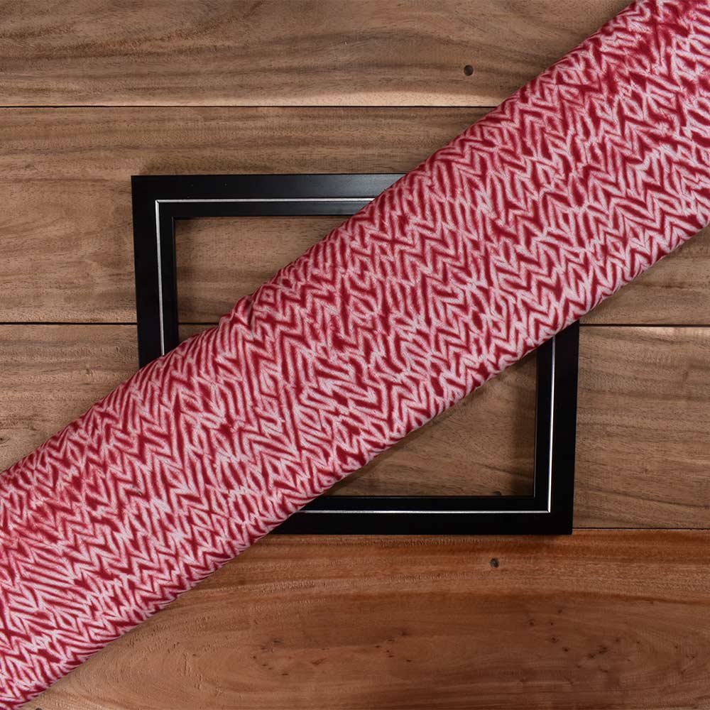 Abstract Red & White Shibori 70 GSM Mercerised Cotton Fabric