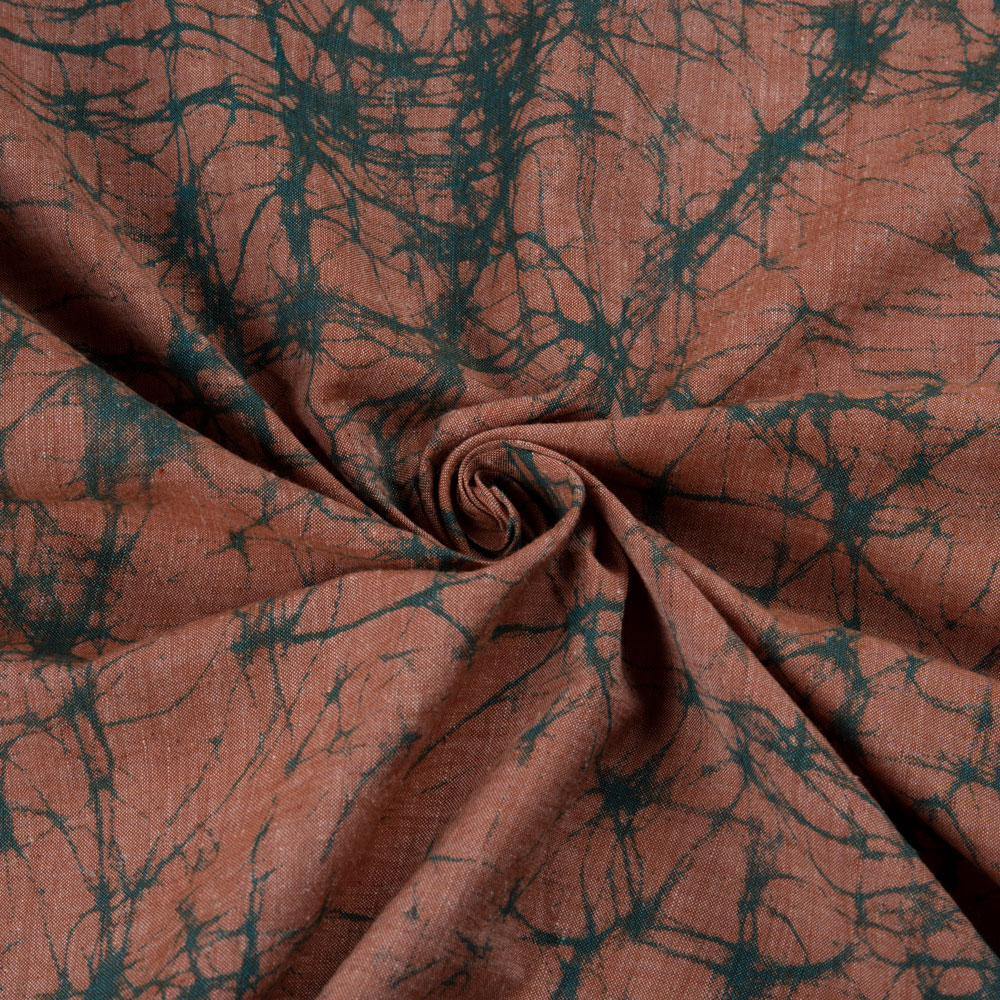 Abstract Brown Screenprinted Cotton Khadi 84 Handwoven Fabric
