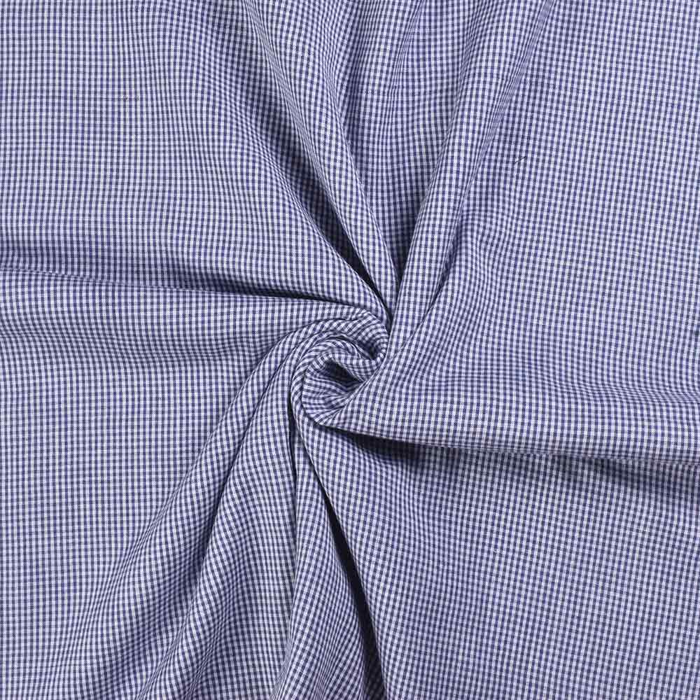 Check Blue Pure Cotton 84 GSM Handwoven Fabric