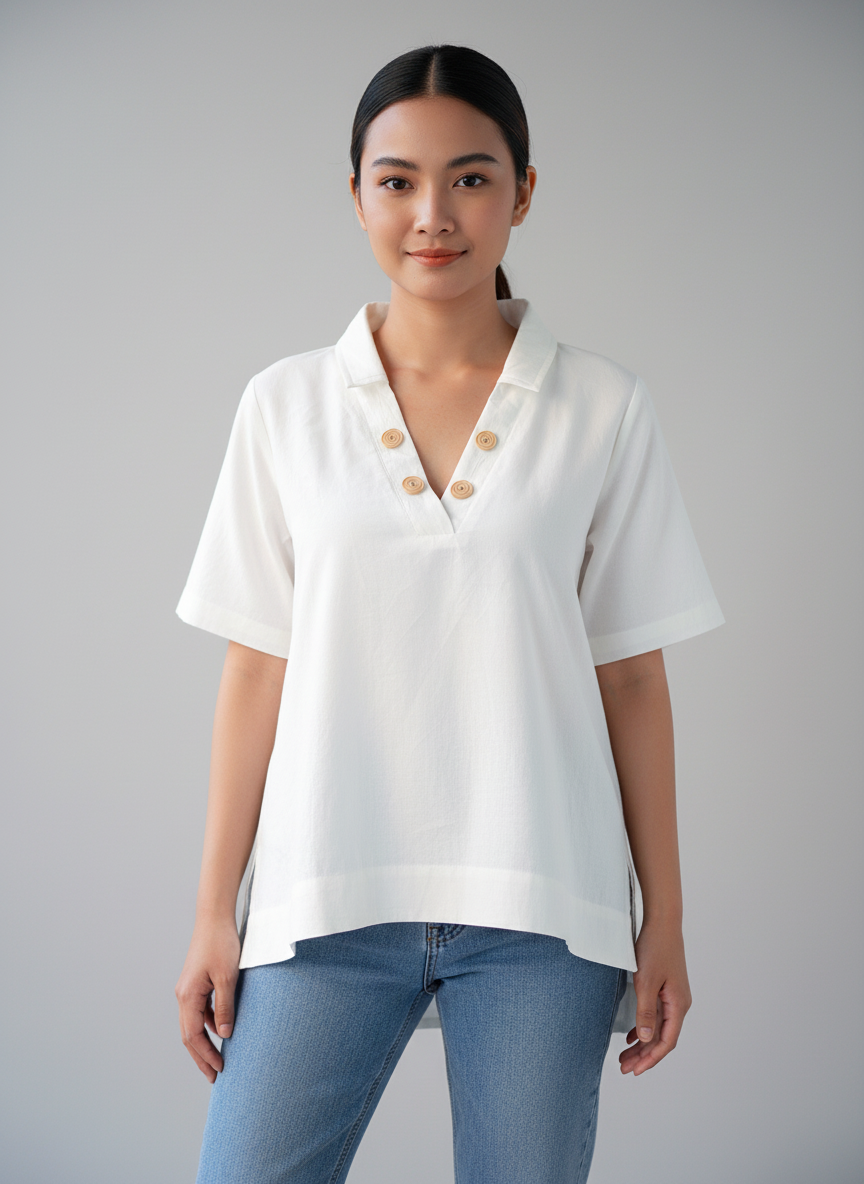 White V neck Top