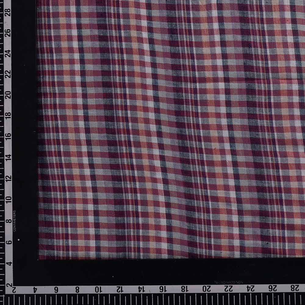 CHECK MULTI COLOR PURE COTTON 105 GSM HANDWOVEN FABRIC