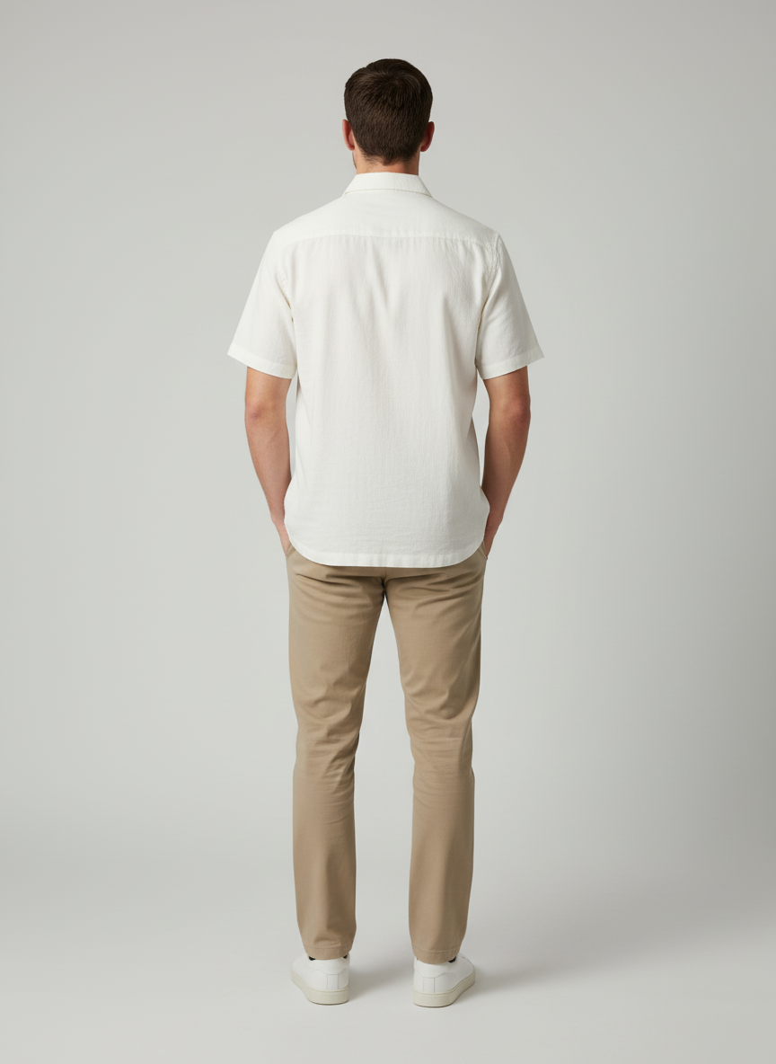 Flap Collared Shirt With Center Placket- Short Sleeves