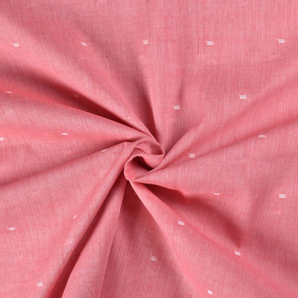 Pink Geometric Jamdani Pure Cotton 55 GSM Handwoven Fabric