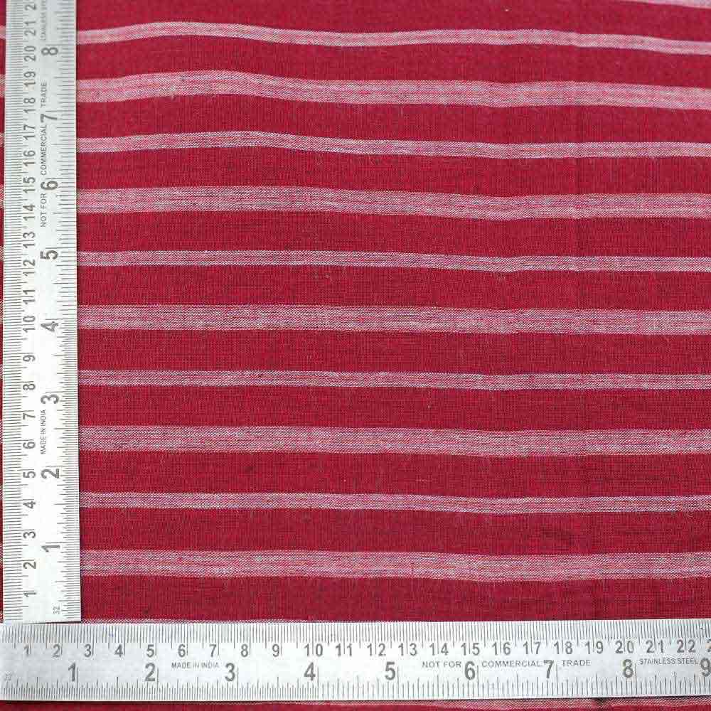 STRIPE RED PURE COTTON 105 GSM HANDWOVEN FABRIC