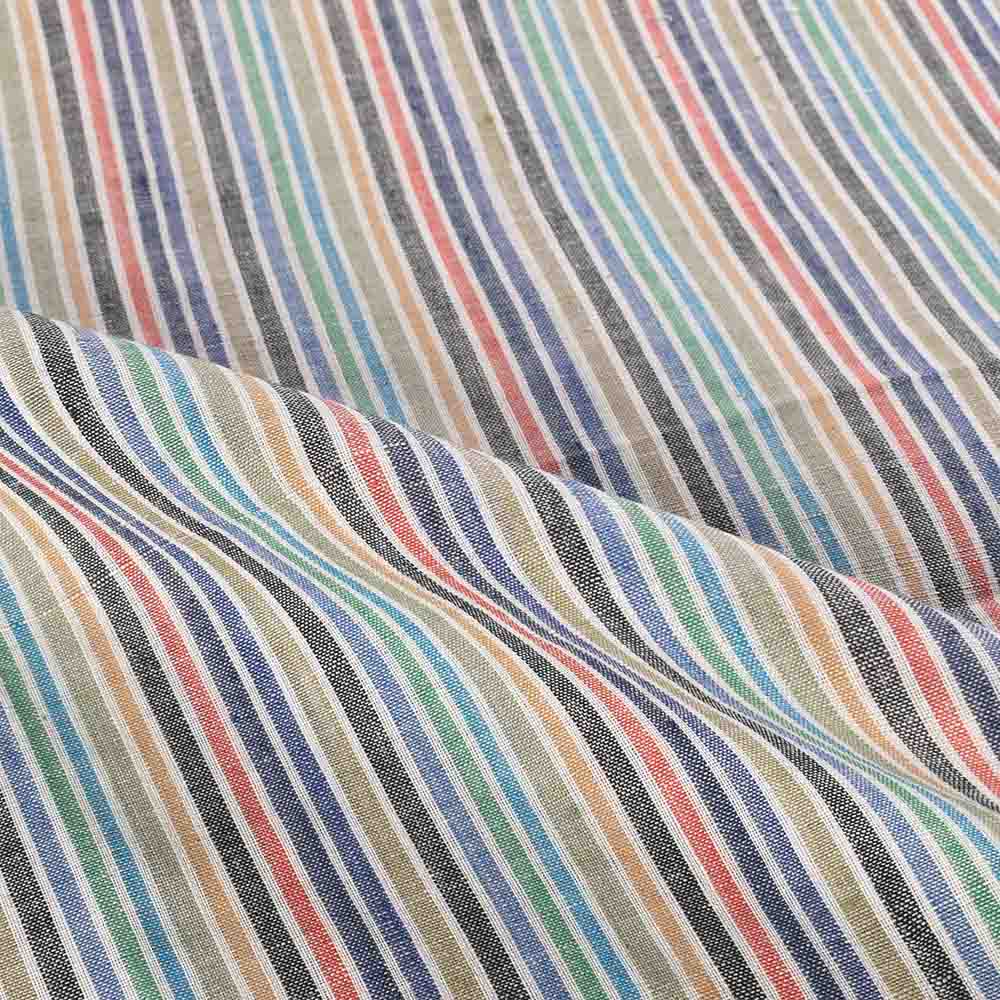 STRIPE MULTICOLOUR PURE COTTON 105 GSM HANDWOVEN FABRIC