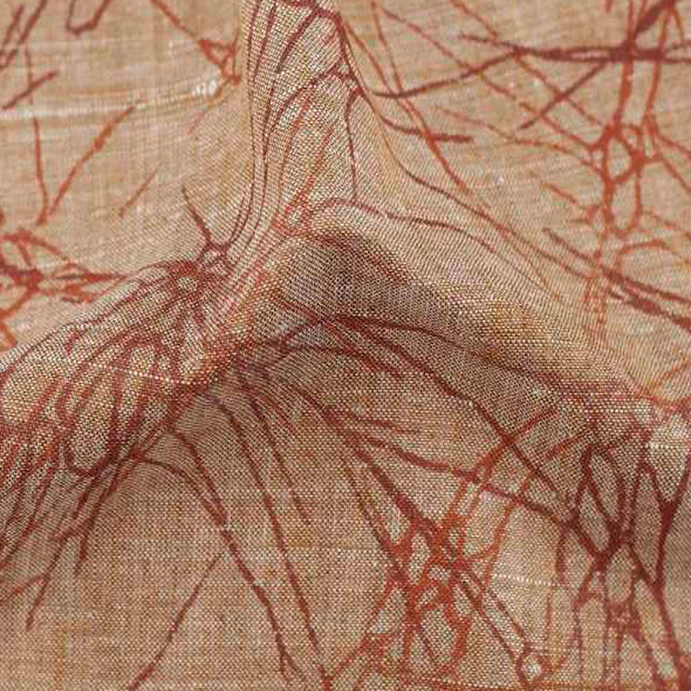 Abstract Brown Batik Cotton Khadi 112 GSM Fabric - Hand Printed