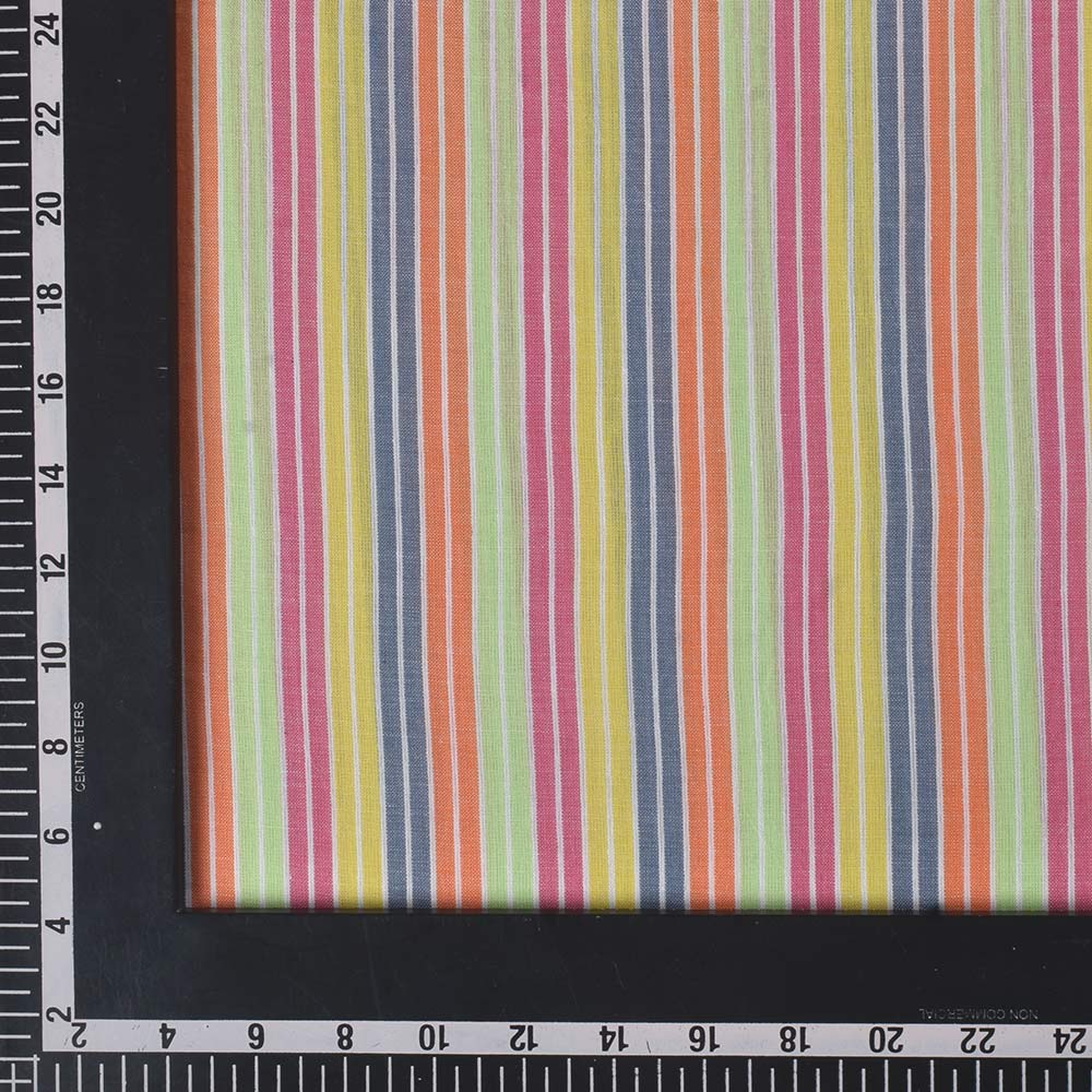 STRIPE MULTICOLOR PURE COTTON 76 GSM HANDWOVEN FABRIC