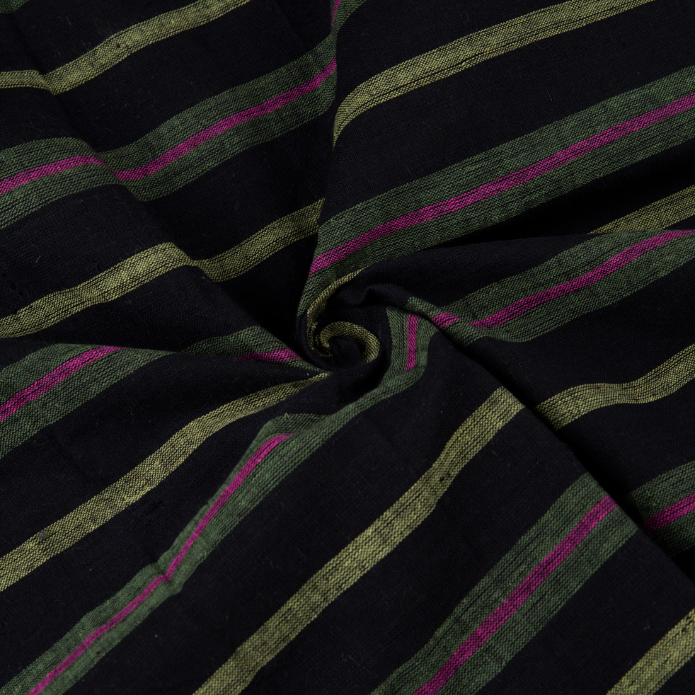 Stripe Black Pure Cotton 90 GSM Handwoven Fabric
