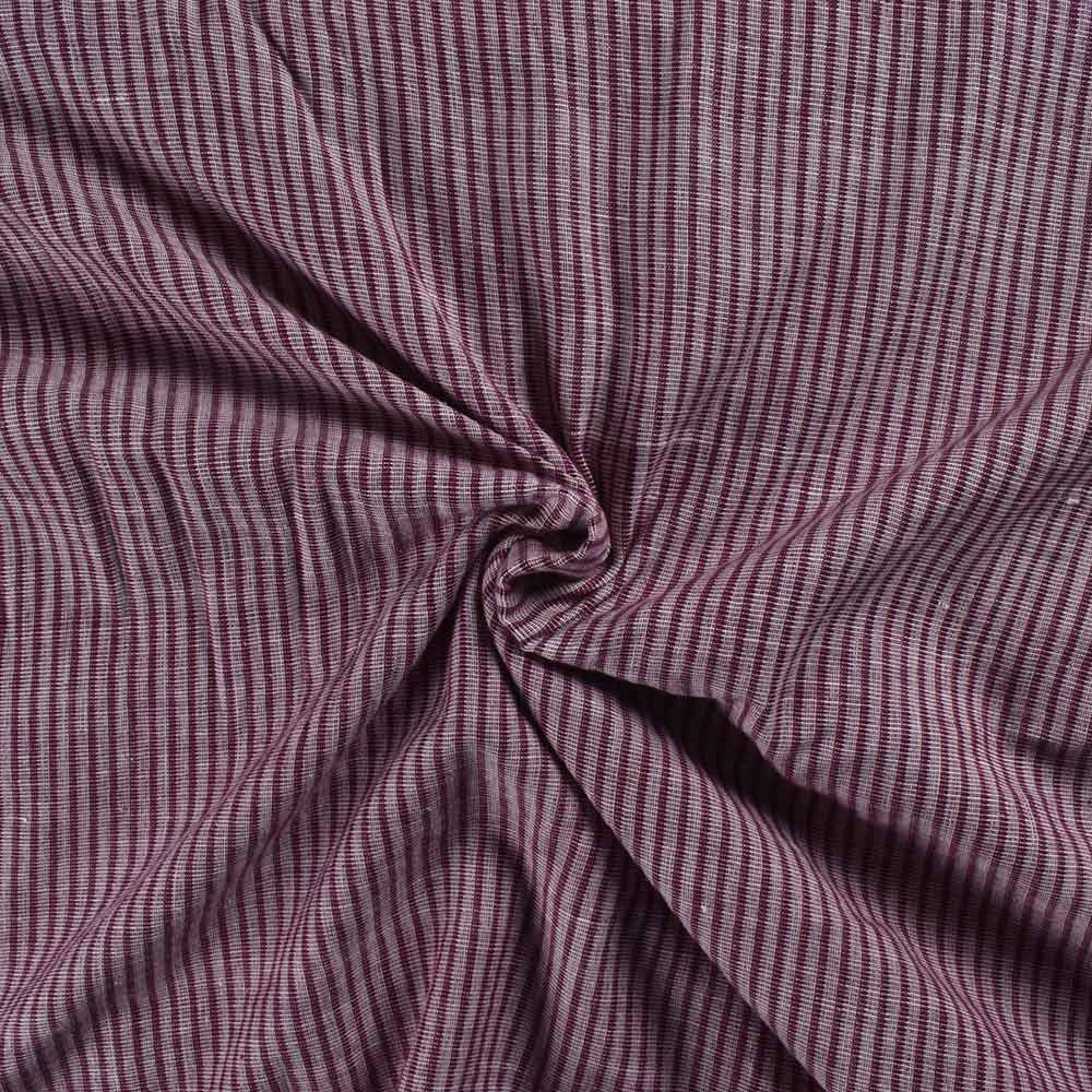 Stripe Maroon Khadi Cotton 121 GSM Handwoven Fabric
