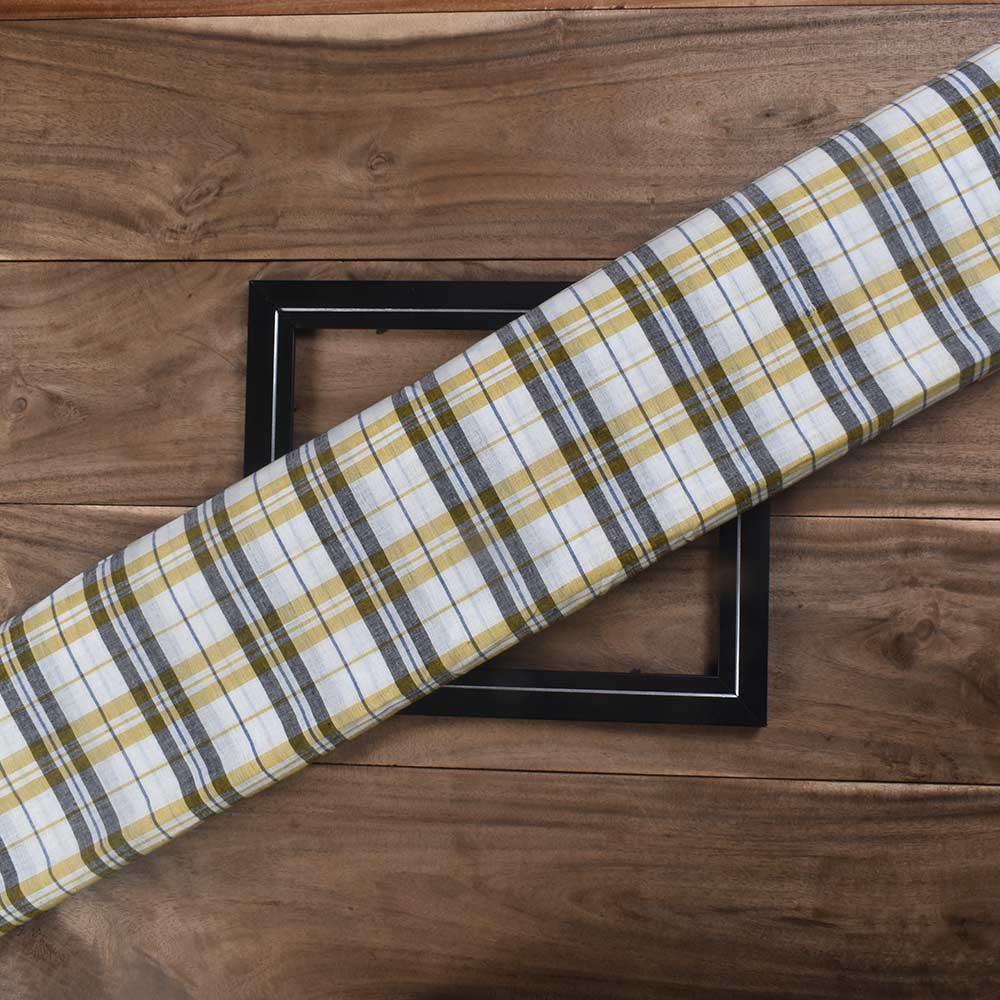 Check Multicolor Pure Cotton 98 GSM Handwoven Fabric 416