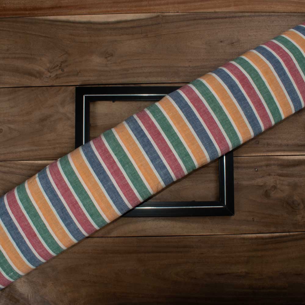 Stripe Multicolor Khadi Cotton 125 GSM Handwoven Fabric