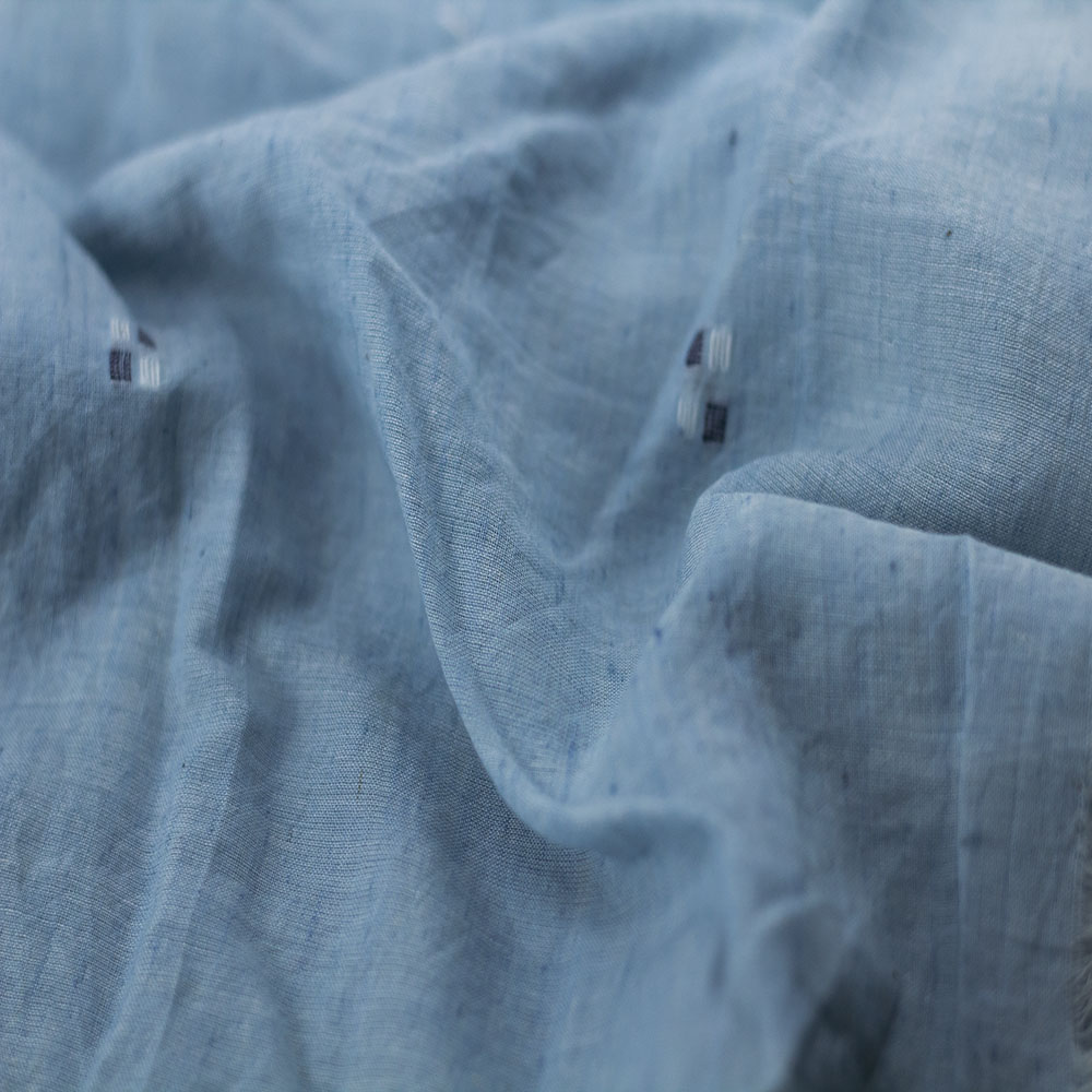 Geometric Blue Jamdani Pure Cotton 55 GSM Fabric 49