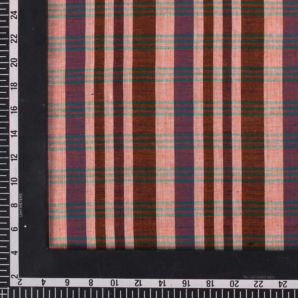 CHECK MULTICOLOR PURE COTTON 80 GSM HANDWOVEN FABRIC