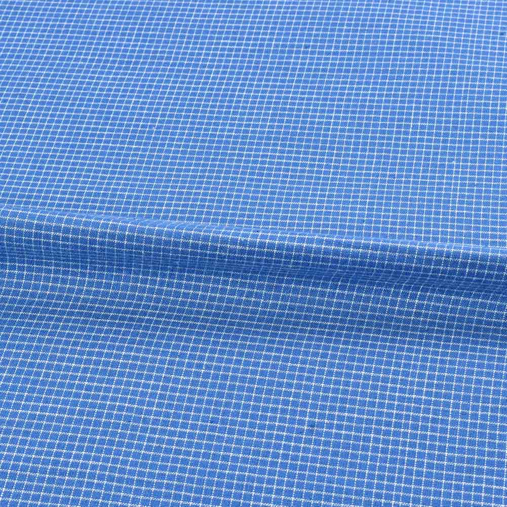 CHECK BLUE & WHITE PURE COTTON 94 GSM HANDWOVEN FABRIC 187A