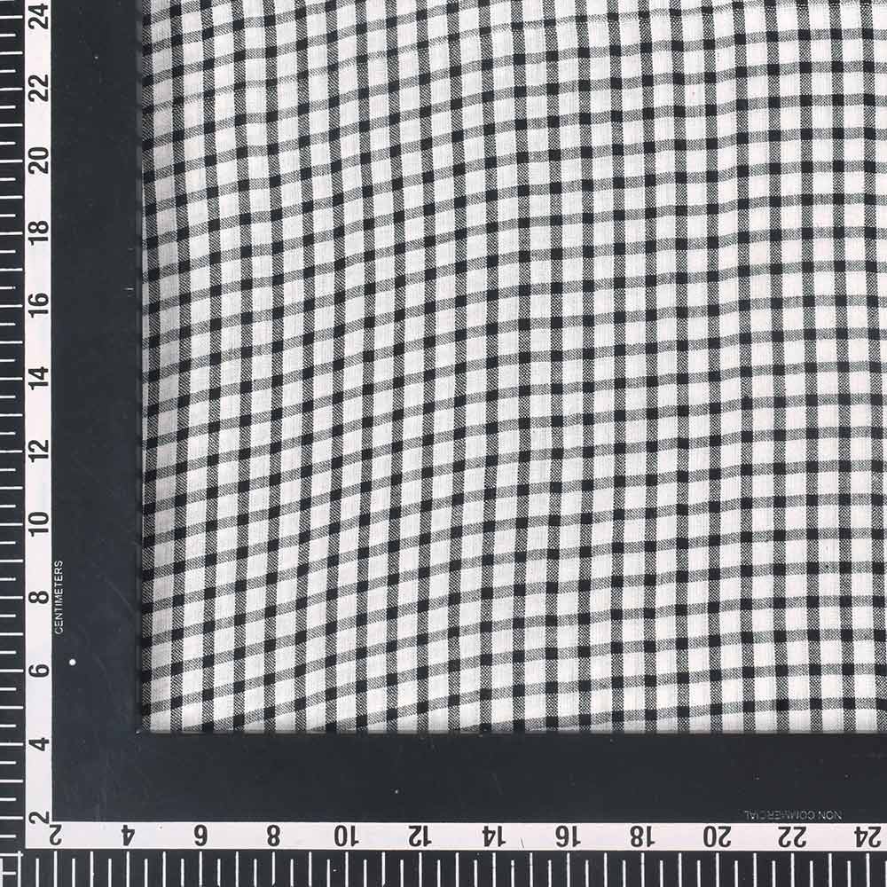 CHECK BLACK & WHITE PURE COTTON 62 GSM HANDWOVEN FABRIC