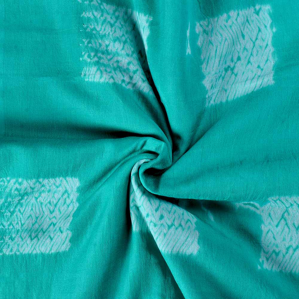 Abstract Sea Green Shibori 90 GSM Mercerised Cotton Fabric
