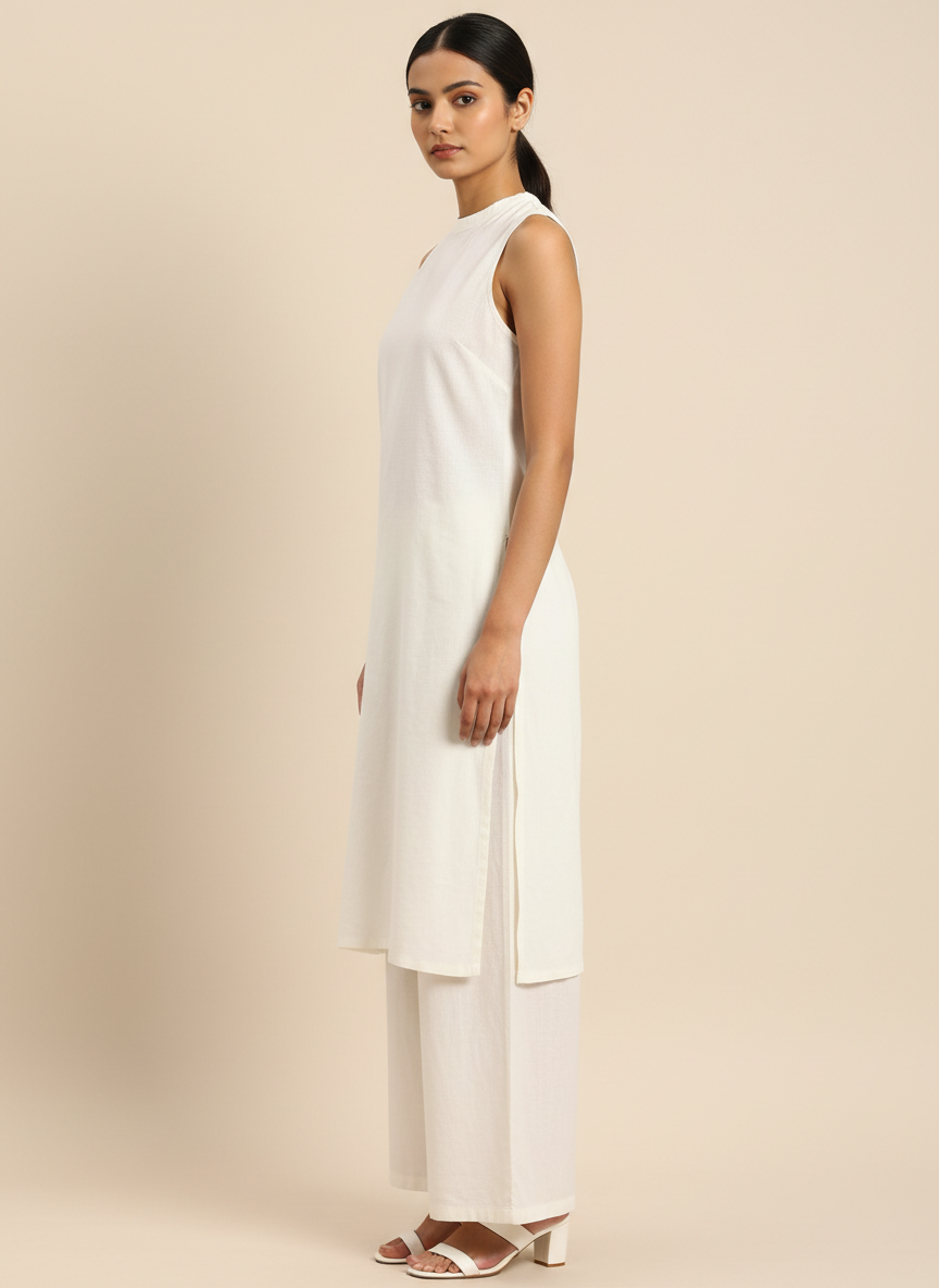 Sleeveless Kurta & Flared Pants Co-ord Set
