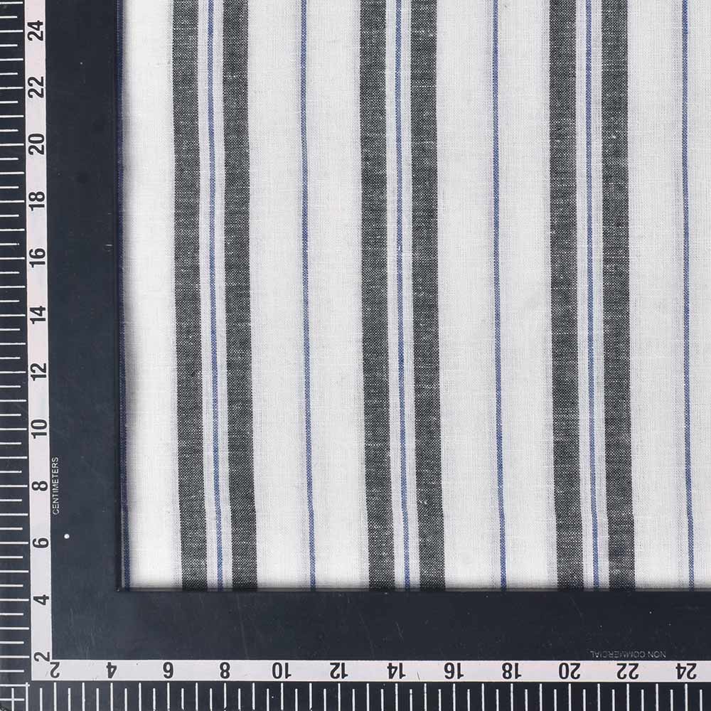STRIPE BLACK & WHITE PURE COTTON 96 GSM HANDWOVEN FABRIC 265