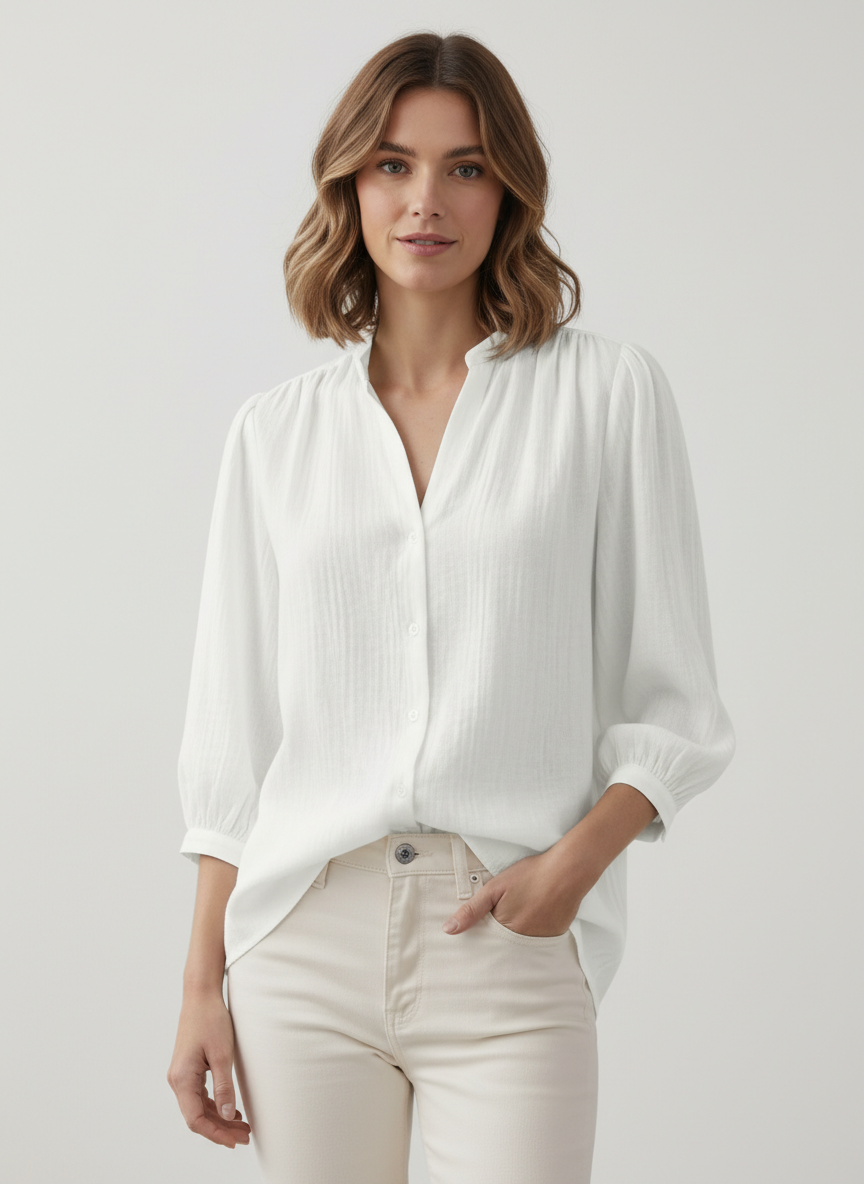 Lose Fit Mandarin Collar Top