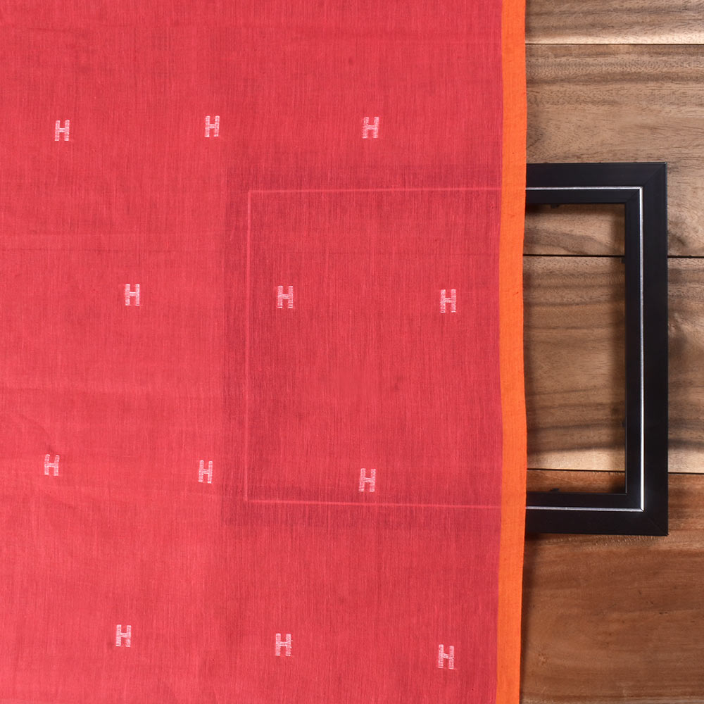 GEOMETRIC MONOGRAM PINK JAMDANI PURE COTTON 66 GSM HANDWOVEN FABRIC 267