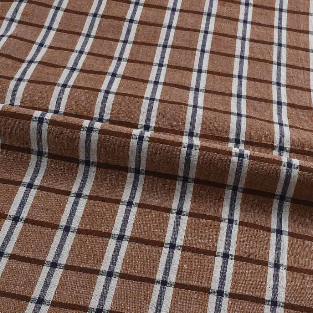 CHECK BROWN & BLACK PURE COTTON 97 GSM HANDWOVEN FABRIC