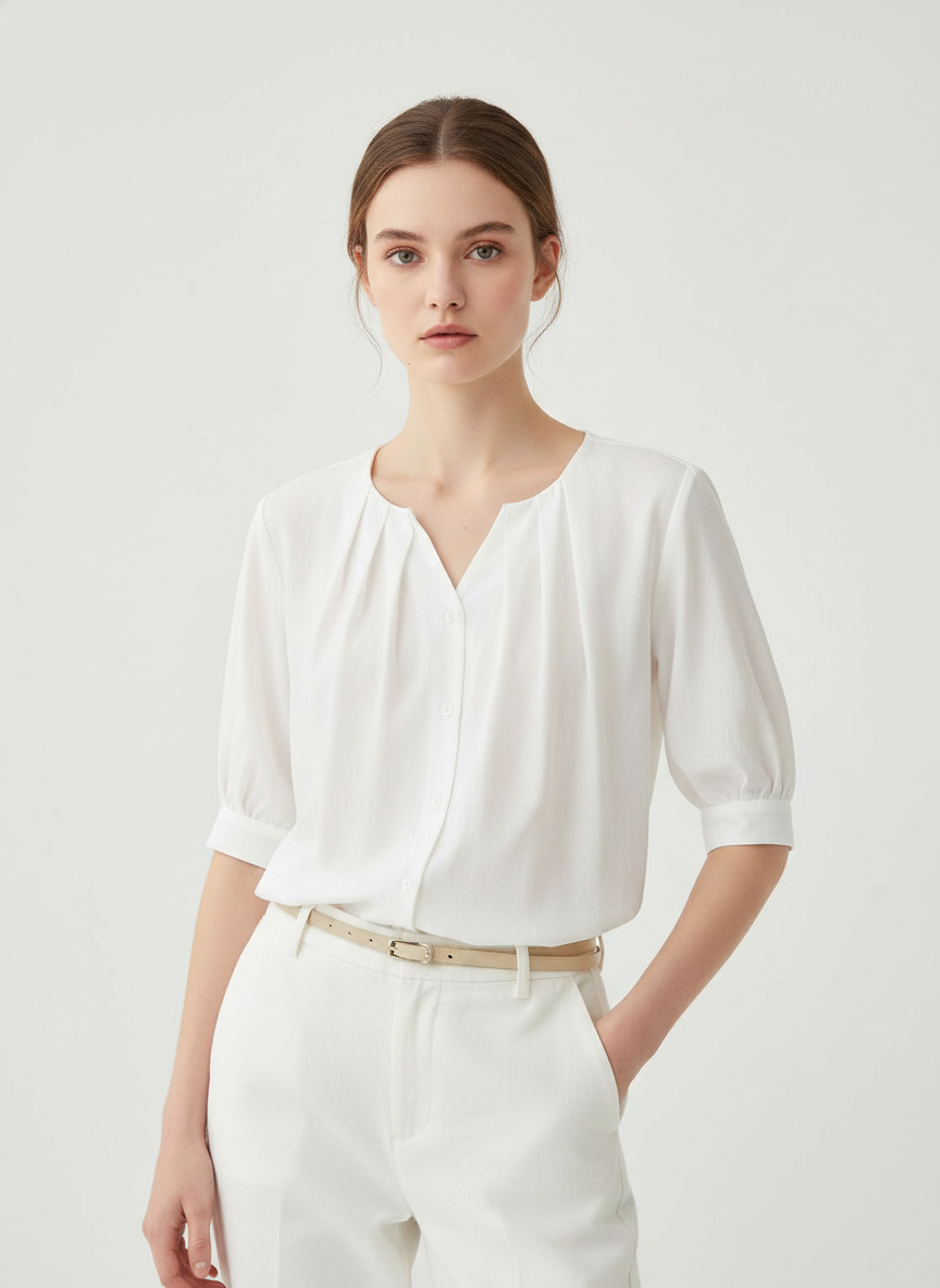 Pleated Top With Buttons