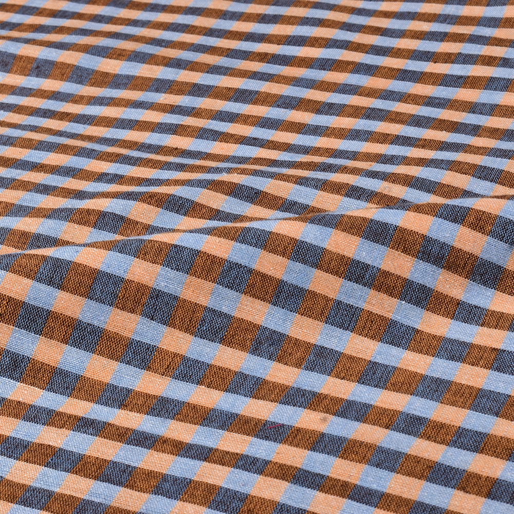 CHECK YELLOW BLACK KHADI COTTON 110 GSM HANDWOVEN FABRIC