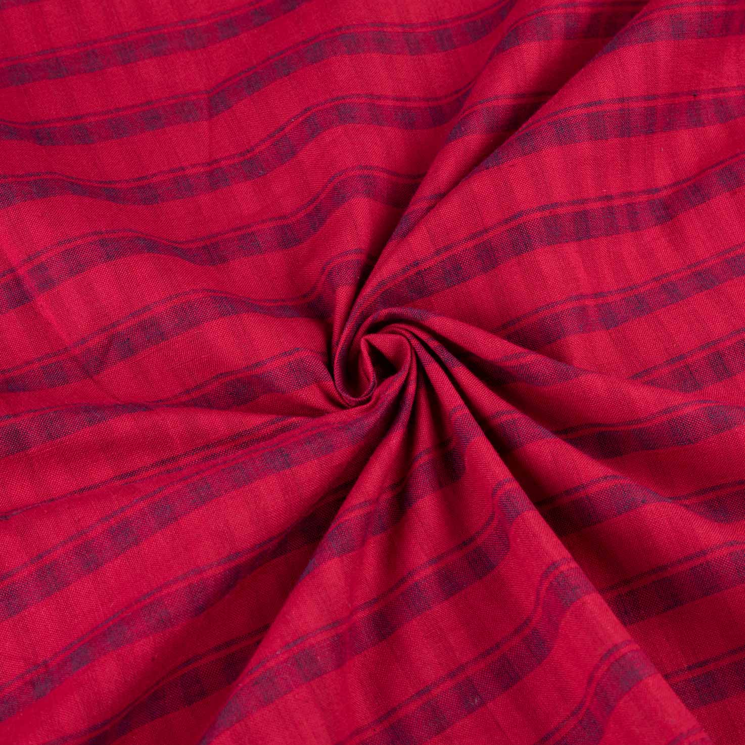 Stripe Red Blue Pure Cotton 90 GSM Handwoven Fabric