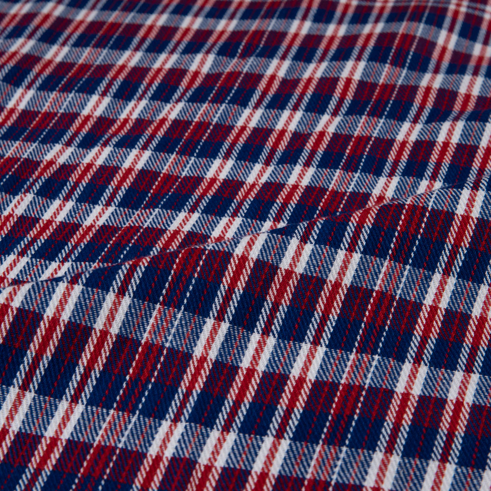 CHECK TWILL RED BLUE COLOUR PURE COTTON 113 GSM HANDWOVEN FABRIC 26