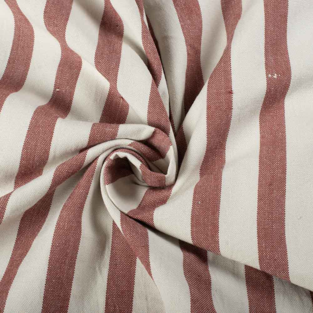 Stripe Brown & Cream Pure Cotton 170 GSM Handwoven Fabric