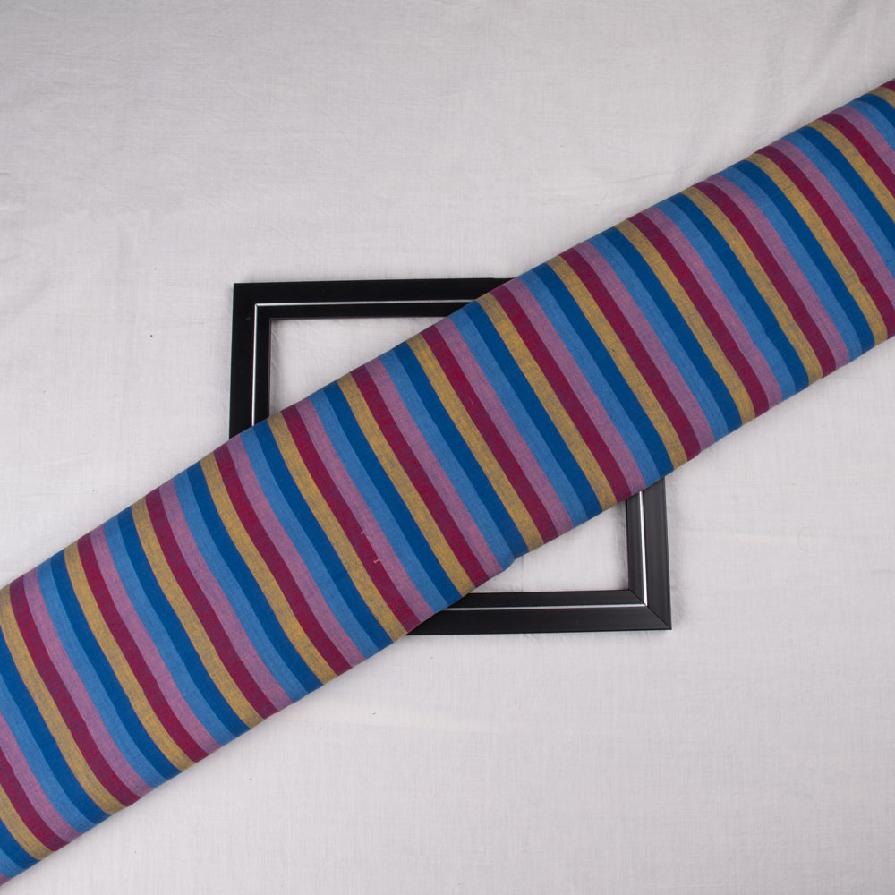 Stripe Mulricolour Pure Cotton 85 GSM Handwoven Fabric