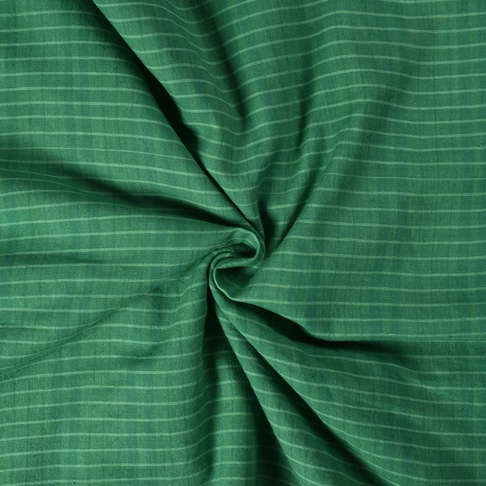 Check Green White Pure Cotton 75 GSM Handwoven Fabric