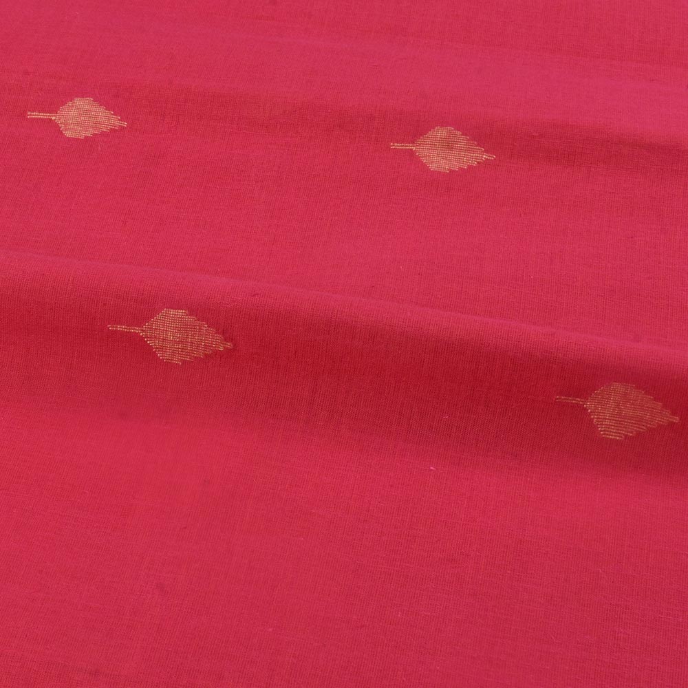 LEAF RED JAMDANI PURE COTTON 64 GSM HANDWOVEN FABRIC