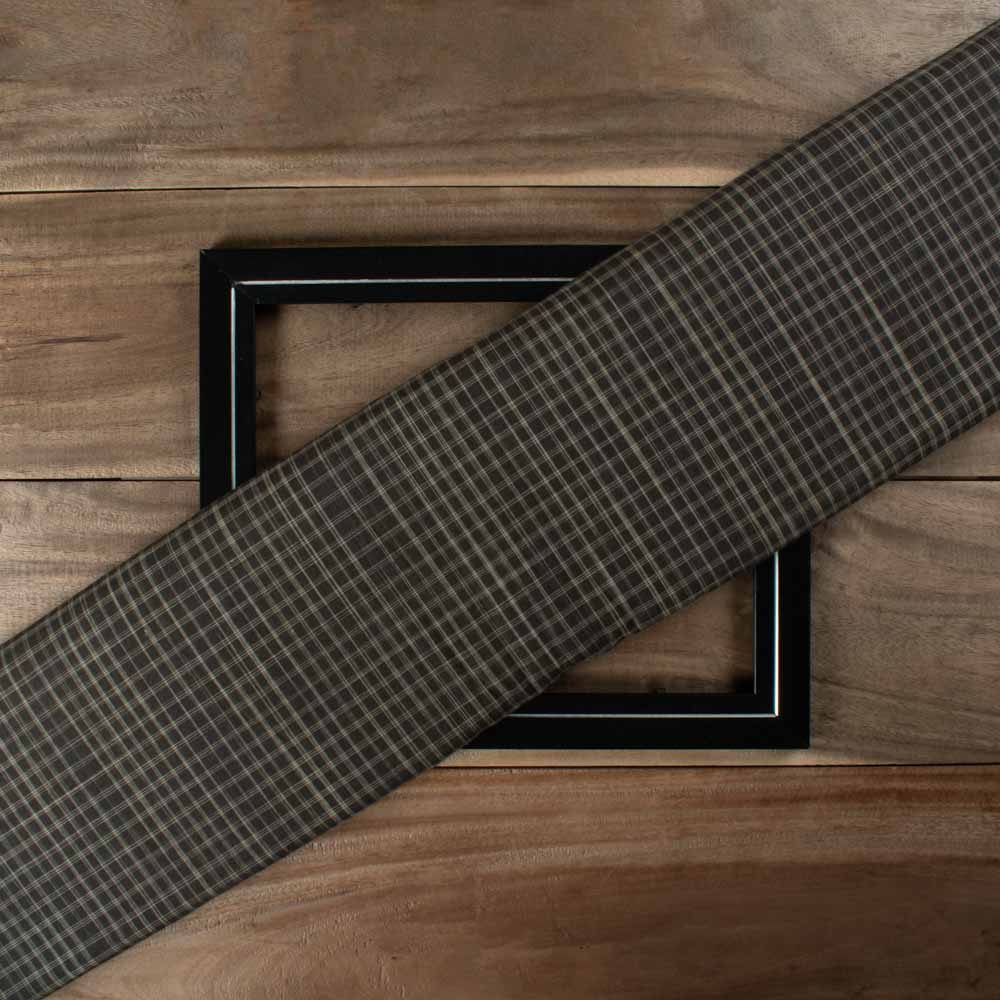 Check Black & Cream Tie Dye 60 GSM Pure Cotton Handwoven Fabric