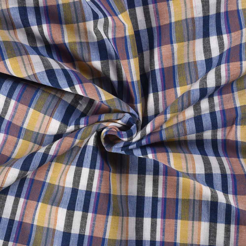 Check Multicolor Pure Cotton 94 GSM Handwoven Fabric 427