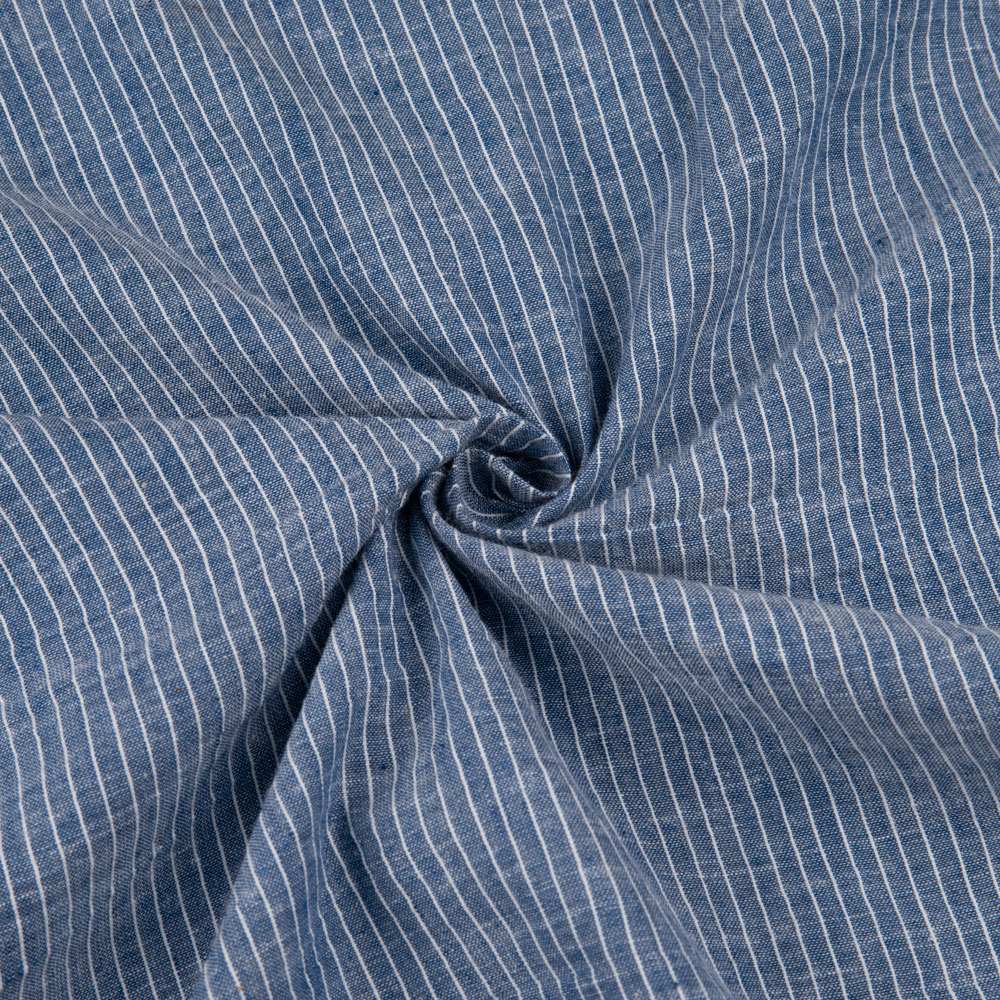 Pinstripe Blue & White Pure Cotton 72 GSM Handwoven Fabric