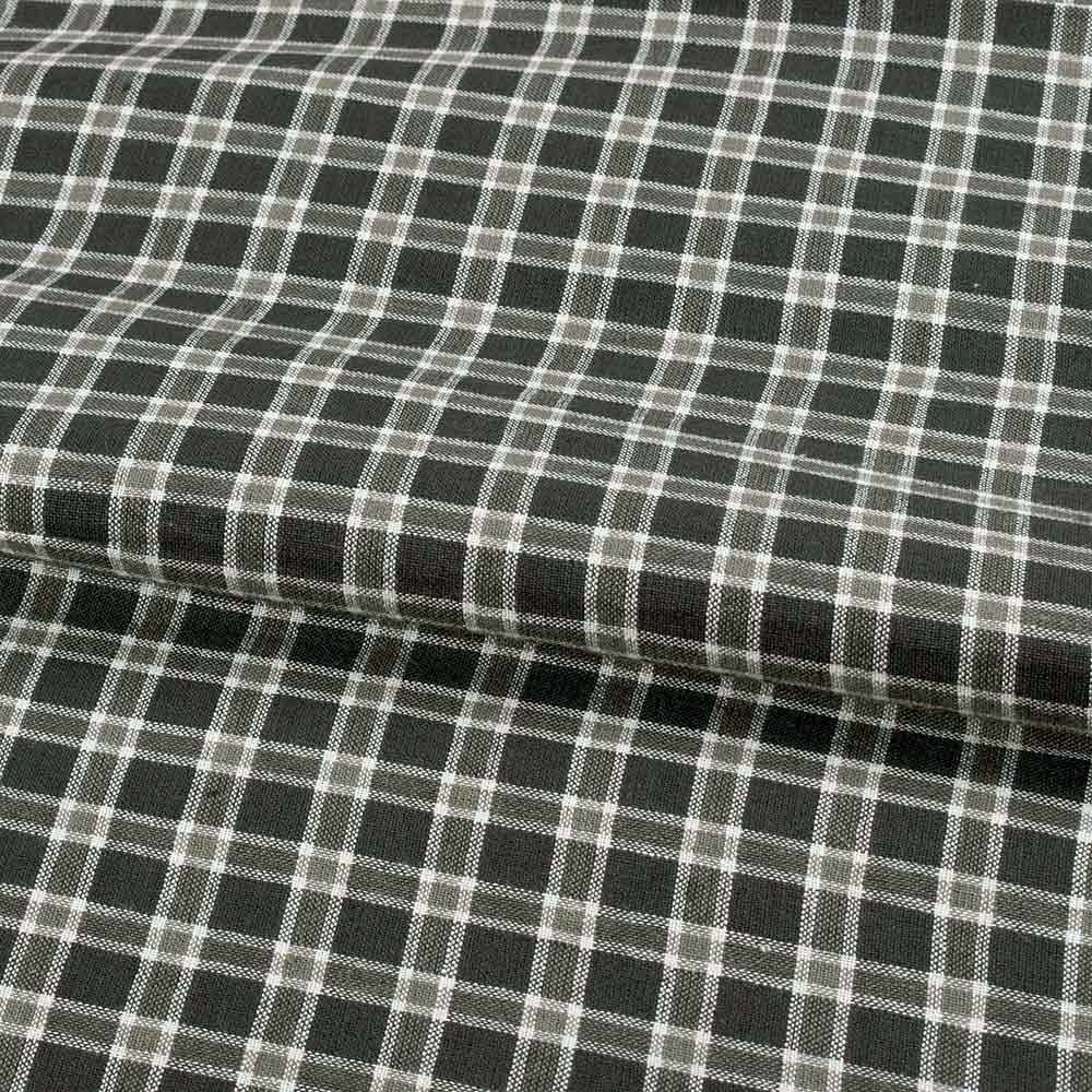 CHECK BLACK & GREY PURE COTTON 111 GSM HANDWOVEN FABRIC