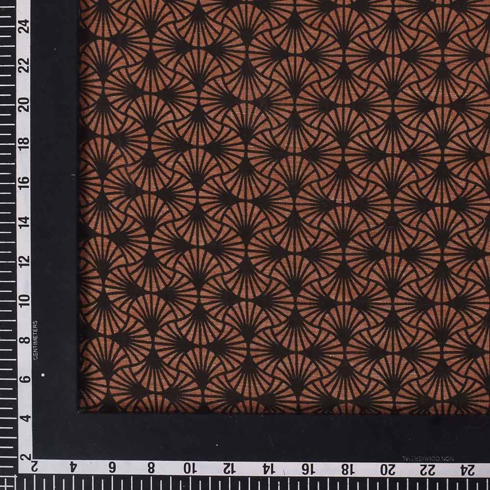 ABSTRACT BROWN & BLACK SCREENPRINTED COTTON KHADI 88 GSM HANDWOVEN FABRIC
