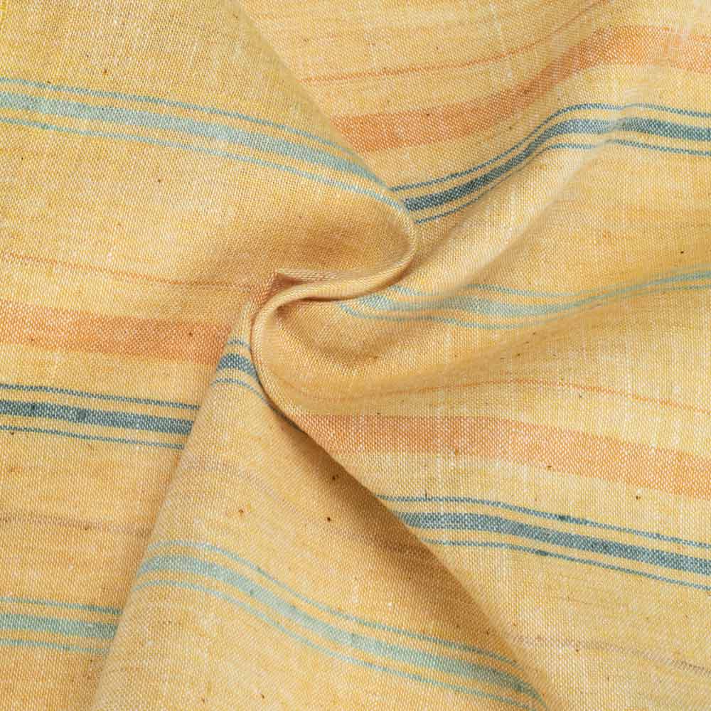 Stripe Light Orange Pure Cotton 93 GSM Handwoven Fabric