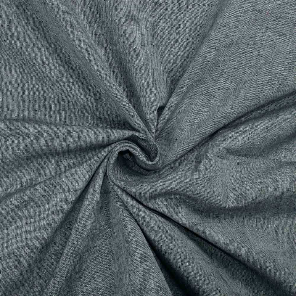 Chambray Grey Khadi Cotton 125 GSM Handwoven Fabric