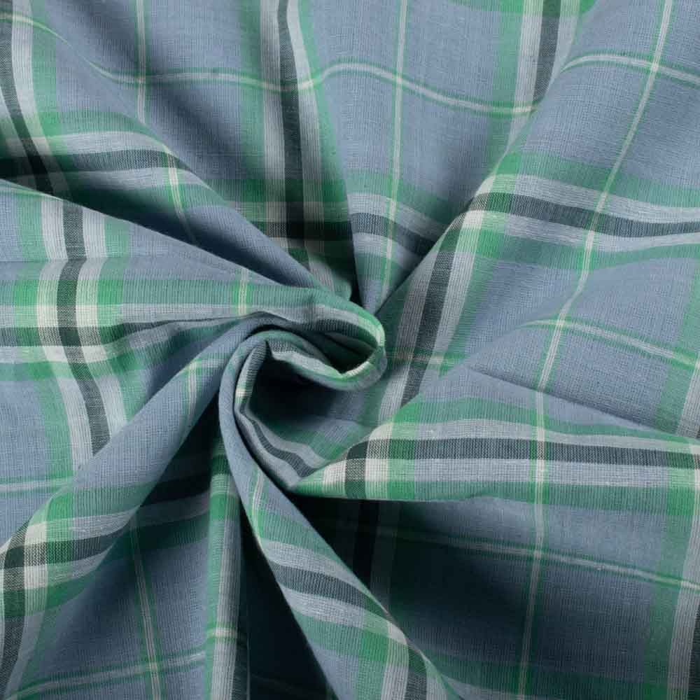 Check Multicolor 70 GSM Khadi Handwoven Fabric 942