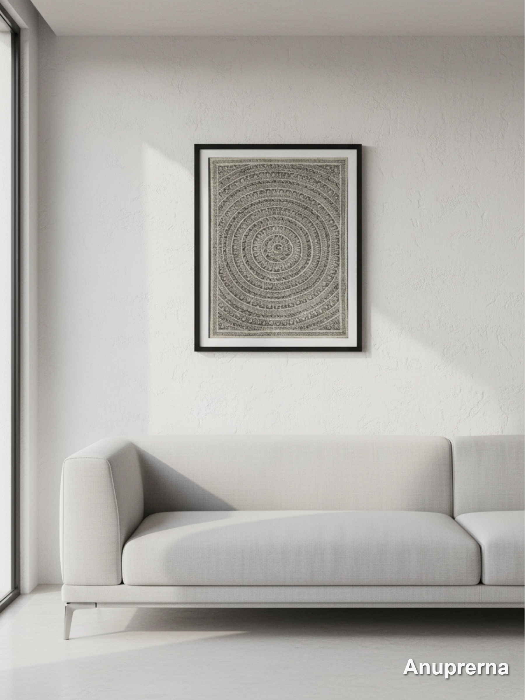 Circles Of Life Monochromatic Madhubani Wall Art Decor