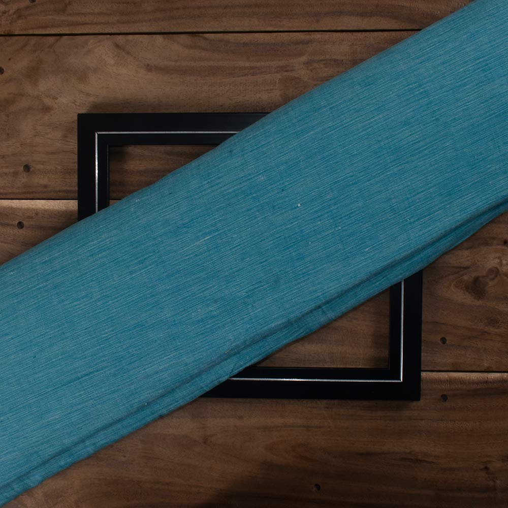 Chambray Sea Blue Khadi Cotton 158 GSM Handwoven Fabric